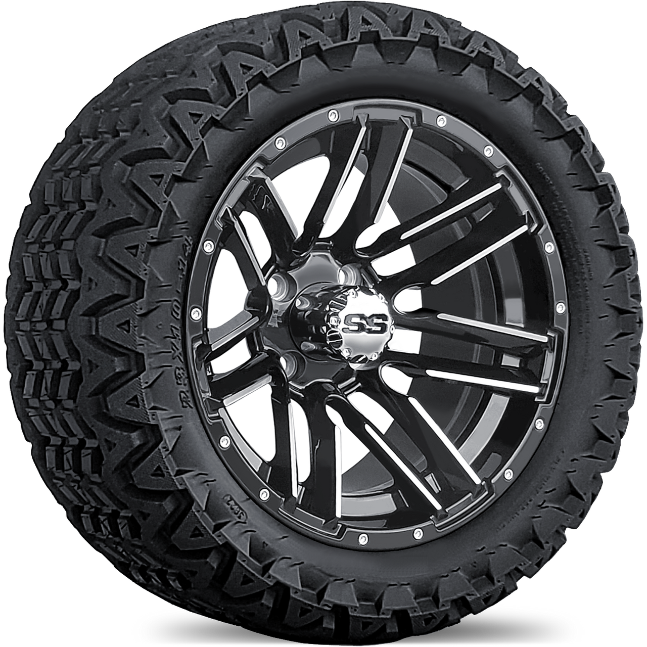 14" SLEDGE Machined/Black Wheels on 23x10x14 Off-Road Tires (Set of 4)