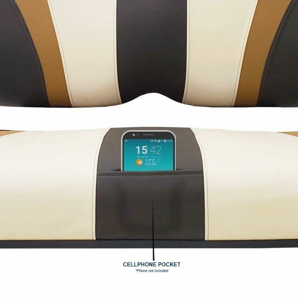 SlipStream Front Seat Cover Set Tan/Cream/Espresso - Cell Phone Pocket