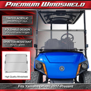 Heavy duty golf cart windshield with reinforced hinge and 5mm shatter-resistant acrylic
