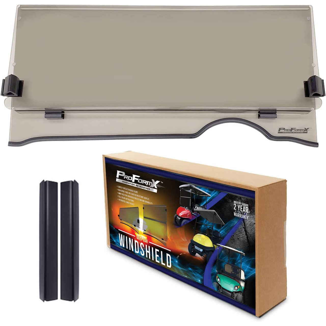 ProFormX Tinted Fold-Down Windshield - Fits E-Z-Go RXV